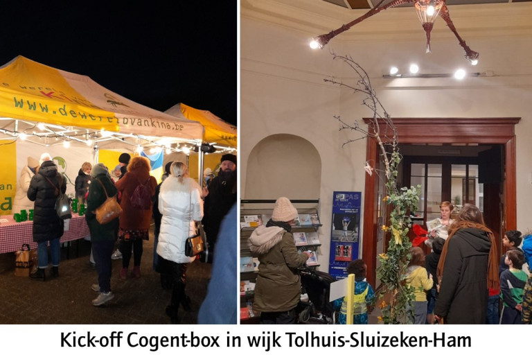 Mensen bezoeken de Kinastand op de openingsavond van de Cogent-box